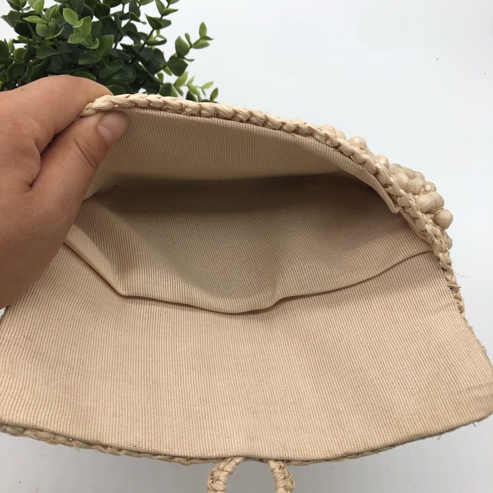 BOHEMIAN NWOT Macrame Beading Cream Colored Clutch - Picture 8 of 11